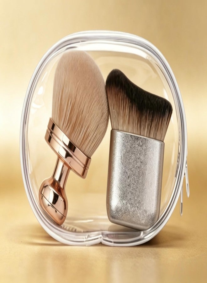 Blend & Blur Large Body Makeup Kabuki Brush for Self Tanner,Leg Makeup & Bronzer Self Tan Applicator, 3.2inch Wide Round Head Tanning Brush with Bag (2 Pack) - Image 5