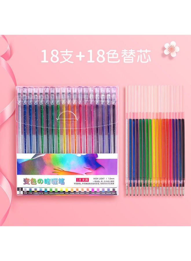 بي سي أقلام جيل متألقة مع وميض واهتزاز - مجموعة أقلام تظليل وكتابة ملونة - 18 لونًا - Image 1