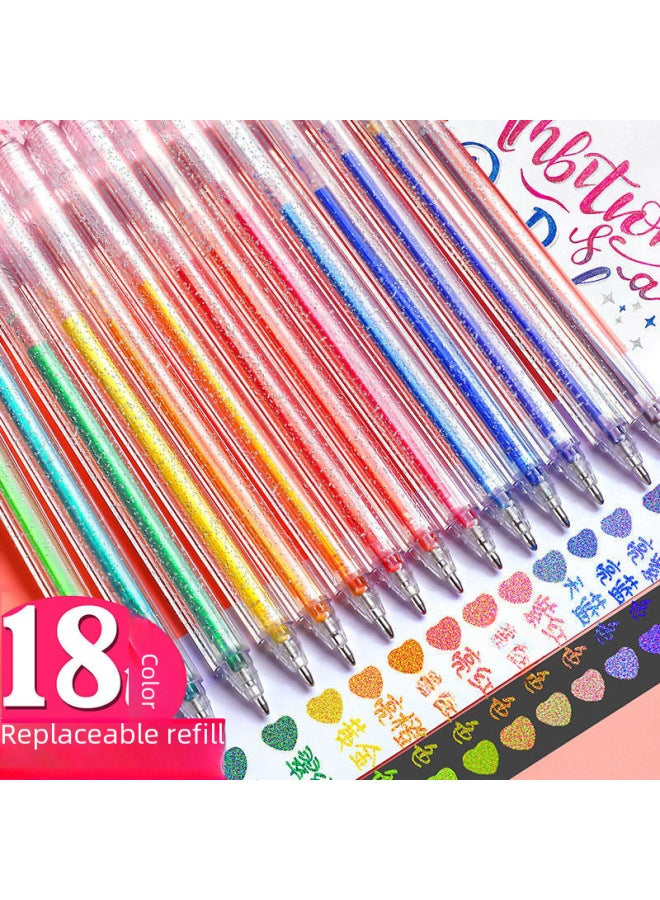 بي سي أقلام جيل متألقة مع وميض واهتزاز - مجموعة أقلام تظليل وكتابة ملونة - 18 لونًا - Image 2