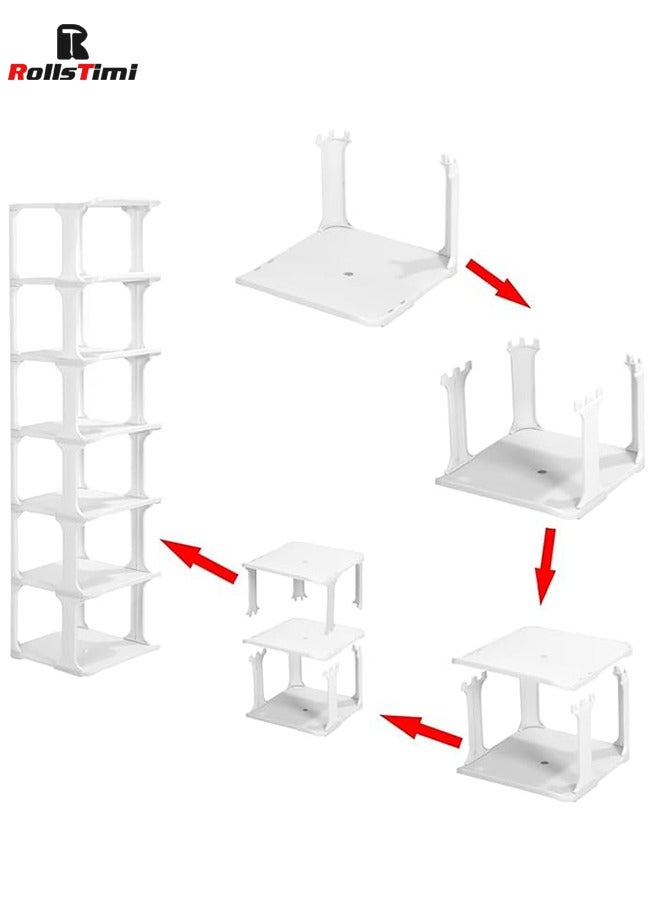 RollsTimi  9 Tiers Combination Shoe Rack, Plastic Stackable Shoe Rack Storage Organizer White - Image 2