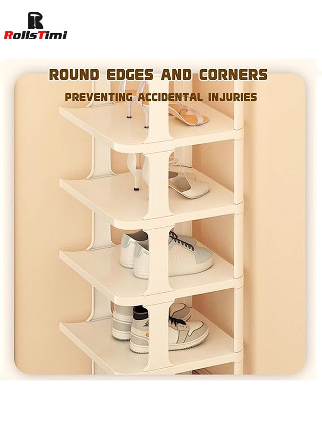 RollsTimi  9 Tiers Combination Shoe Rack, Plastic Stackable Shoe Rack Storage Organizer White - Image 4