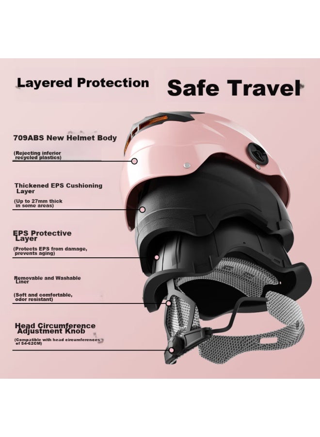 Ad New National Standard Class A Electric Vehicle Helmet, 3c Certified, For Men And Women, Summer Sun Protection, Electric Scooter Safety Helmet, Uni Lightweight Half Helmet, Motorcycle Helmet, 815 Girls' Pink - Image 3