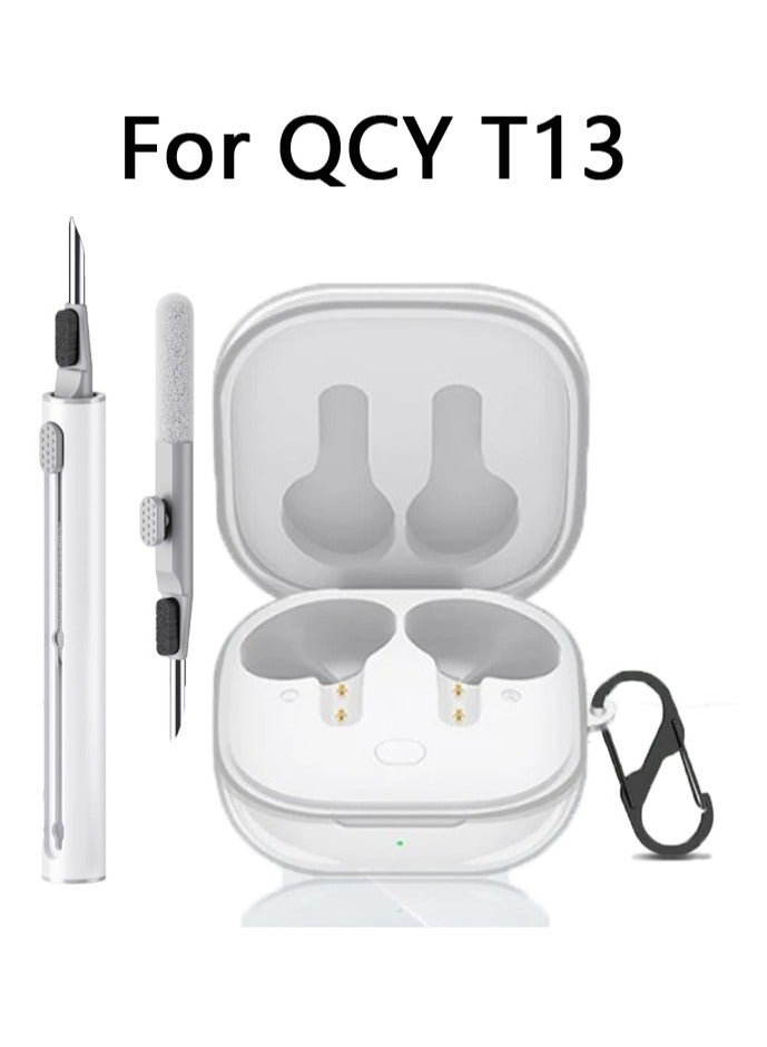 Transparent silicone Case for QCY T13 earphone With keychain&cleaning tools - Image 1