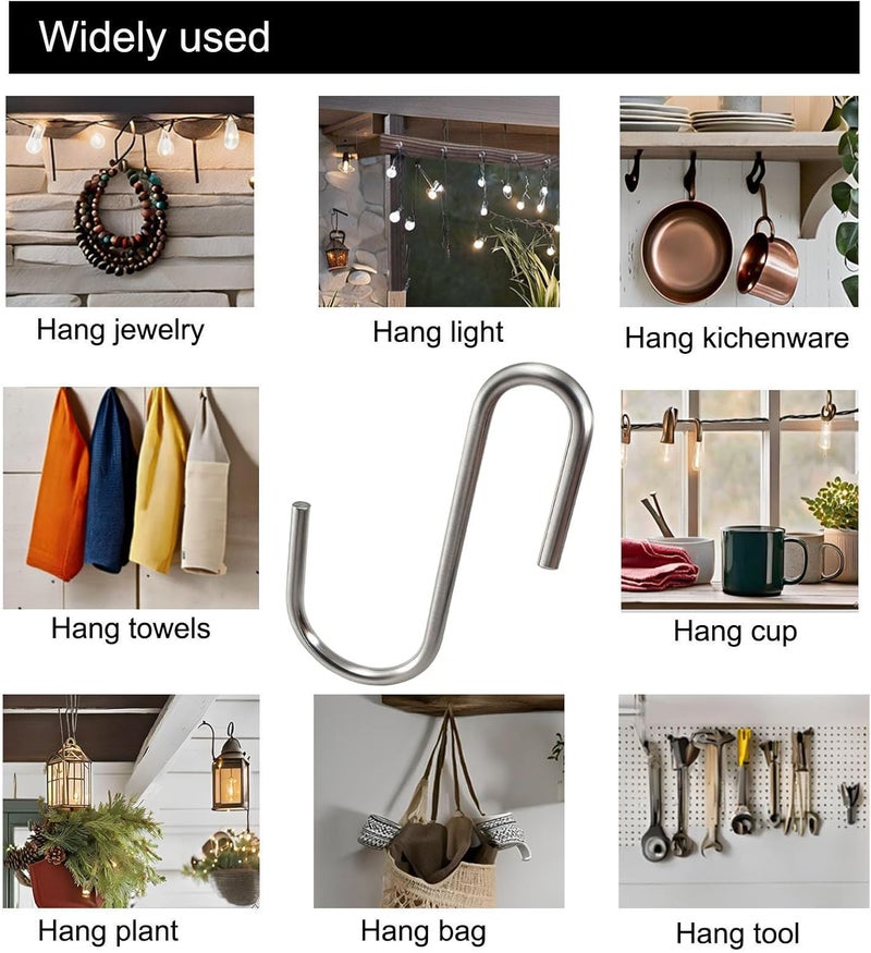 IDEALSV Stainless Steel S Hooks 30 Pcs Heavy Duty S Shaped Hooks Hanging Pan Pot Holder 2.4 Inch - Image 3