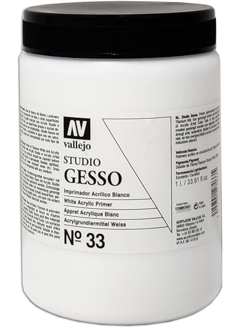 فاليجو ستوديو جيسو 033 أبيض، 750 مل - برايمر أكريليك عالي الجودة للقماش والورق والمشاريع الفنية