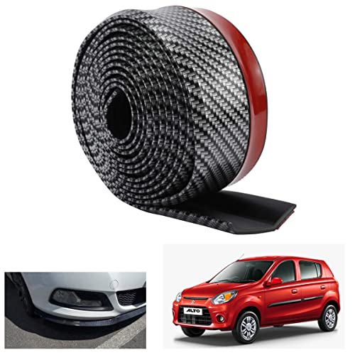 Asryd Carbon Fiber Car Front Bumper Lip Side Skirt Spoiler (2.5M / 8.2ft.) Anti Scratch Protector Easy Trim Waterproof Car Accessories For Maruti Suzuki 800 - Image 1