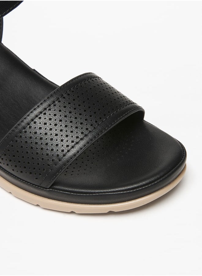 Le Confort - Women's Textured Wedge Heel Sandals with Hook and Loop Closure - Image 1
