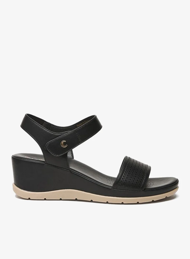 لو كونفورت صنادل نسائية بكعب إسفيني مزخرف بإغلاق بخطاف وحلقة