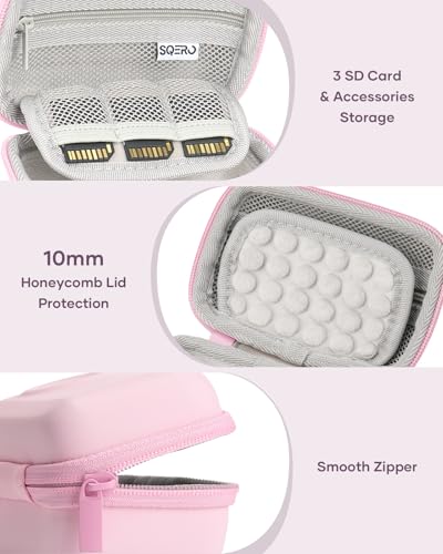 SQERO Digital Camera Case for KODAK PIXPRO FZ55 - with Soft Silicone FZ55 Compact Travel Bag with 3 SD Card Slots,Small Lightweight Pouch, Cute Gifts for Adults Kids (Pink Set Z55) - Image 5