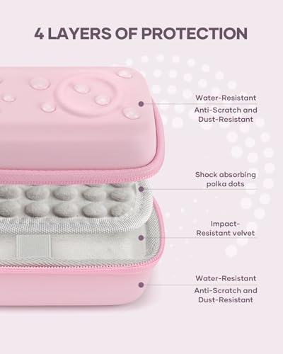 SQERO Digital Camera Case for KODAK PIXPRO FZ55 - with Soft Silicone FZ55 Compact Travel Bag with 3 SD Card Slots,Small Lightweight Pouch, Cute Gifts for Adults Kids (Pink Set Z55) - Image 4
