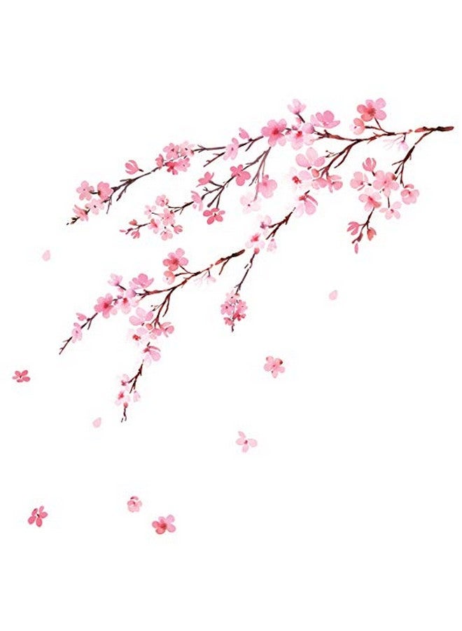 Decowall Dwl2003 Watercolor Cherry Blossoms Kids Wall Stickers Wall Decals Peel And Stick Removable Wall Stickers For Kids Nursery Bedroom Living Room Décor - Image 1