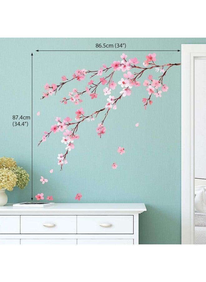 Decowall Dwl2003 Watercolor Cherry Blossoms Kids Wall Stickers Wall Decals Peel And Stick Removable Wall Stickers For Kids Nursery Bedroom Living Room Décor - Image 4
