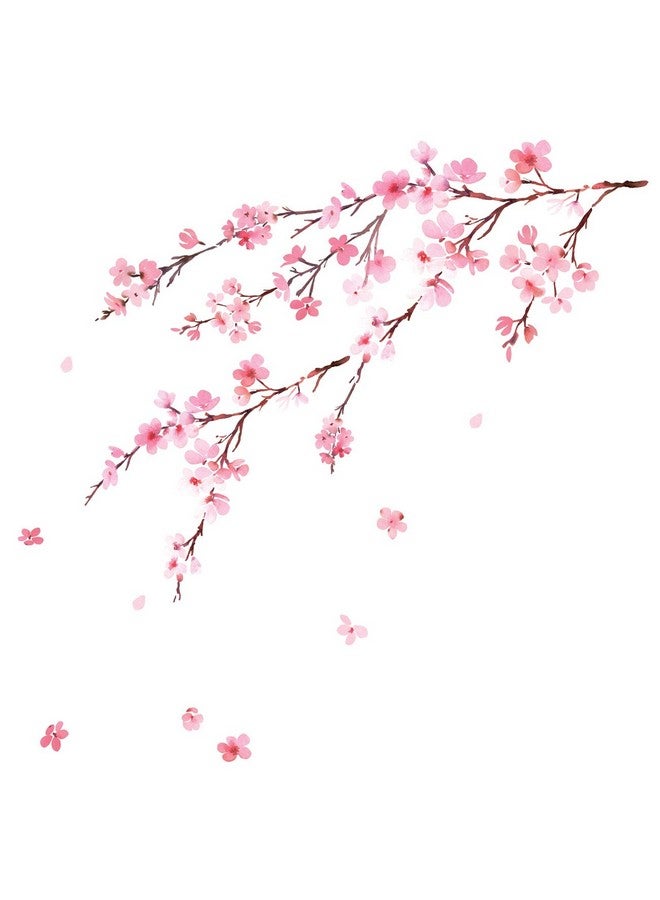 Decowall Dwl2003 Watercolor Cherry Blossoms Kids Wall Stickers Wall Decals Peel And Stick Removable Wall Stickers For Kids Nursery Bedroom Living Room Décor - Image 2