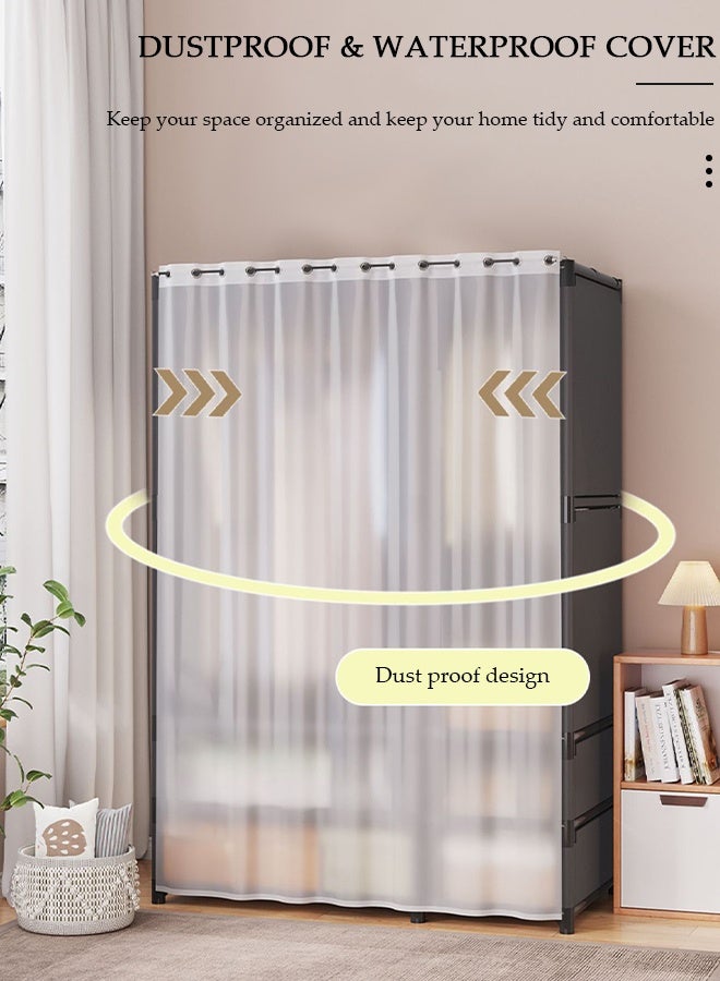 DUNISO خزانة ملابس قماشية محمولة، خزائن لتعليق الملابس مع قضبان تعليق، خزانة تخزين ملابس بسعة كبيرة مع ستارة، منظم تخزين لغرفة النوم وغرفة المعيشة - Image 3