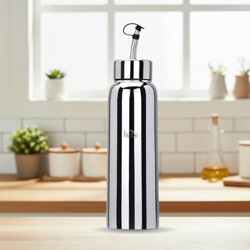 PDDFALCON Stainless Steel Oil Dispenser Bottle, Airtight, 100% Leak-Proof BIS Certified, Jindal Seal & Made In India, Wide Mouth for Easy Filling & Pouring, Anti-Skid,Kitchen Use (950ml) - Image 1