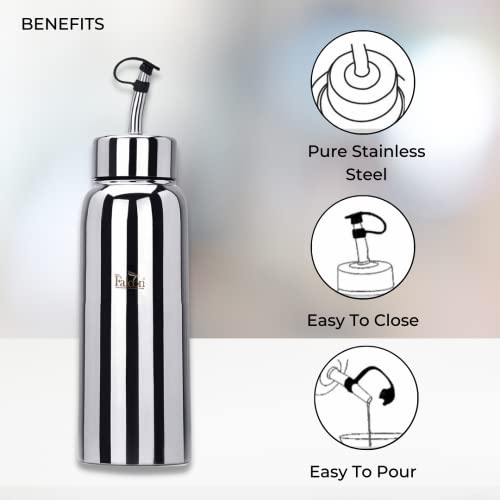 PDDFALCON Stainless Steel Oil Dispenser Bottle, Airtight, 100% Leak-Proof BIS Certified, Jindal Seal & Made In India, Wide Mouth for Easy Filling & Pouring, Anti-Skid,Kitchen Use (950ml) - Image 4