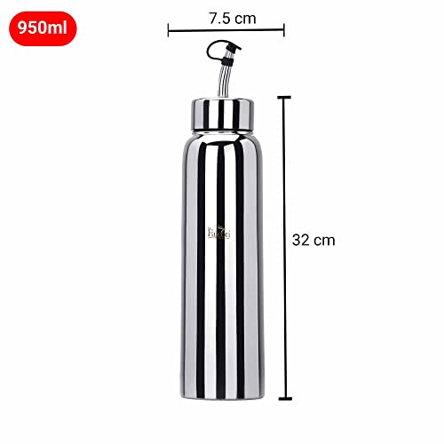 PDDFALCON Stainless Steel Oil Dispenser Bottle, Airtight, 100% Leak-Proof BIS Certified, Jindal Seal & Made In India, Wide Mouth for Easy Filling & Pouring, Anti-Skid,Kitchen Use (950ml) - Image 3
