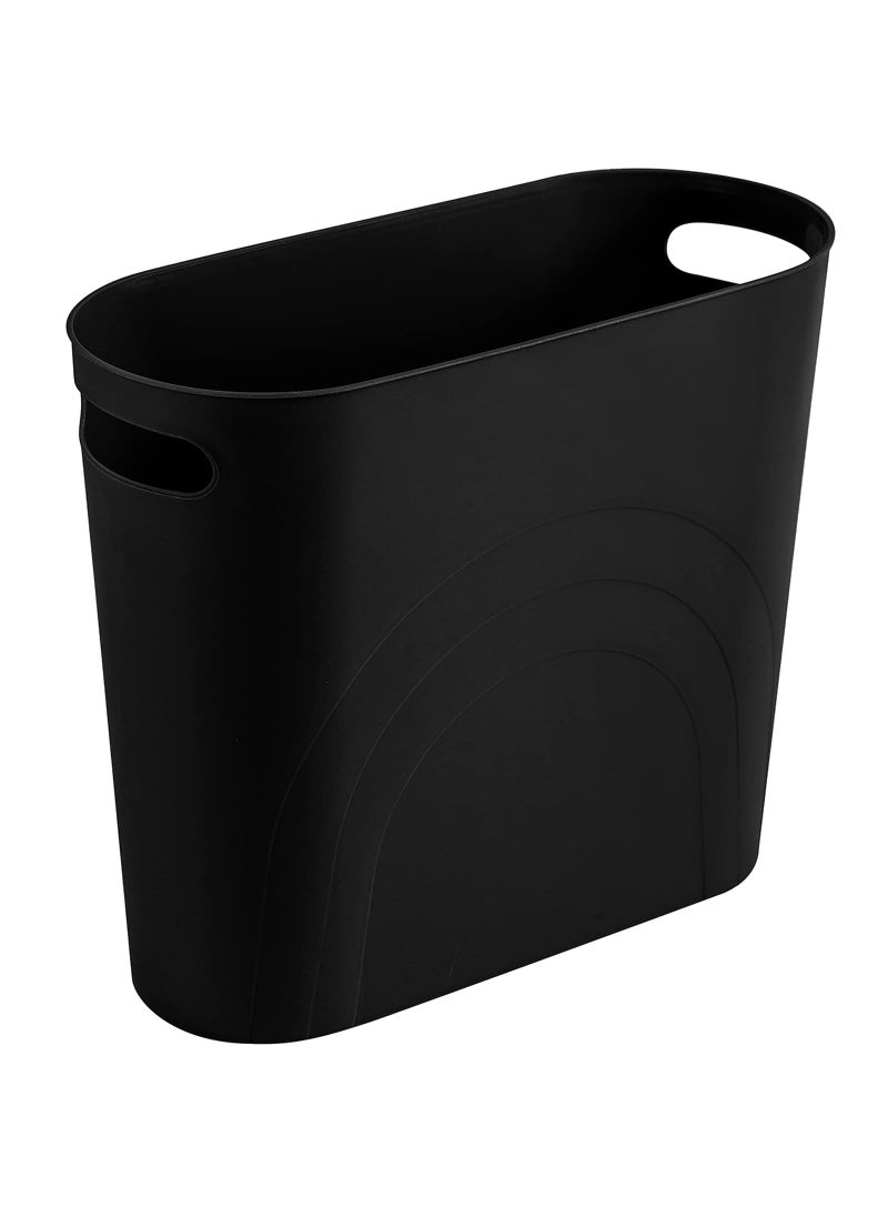 rejomiik rejomiik Small Trash Can 35 Gallon Slim Garbage Can Plastic Waste Basket with Handles Container Bin for Narrow Spaces Bathroom Bedroom Kitchen Office at Home Black 