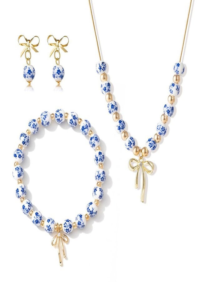 72ore Bow Earrings Necklace Bracelet Christmas Jewelry Sets for Women Cute Bow Accessories Dress Jewelry Gift - Image 1