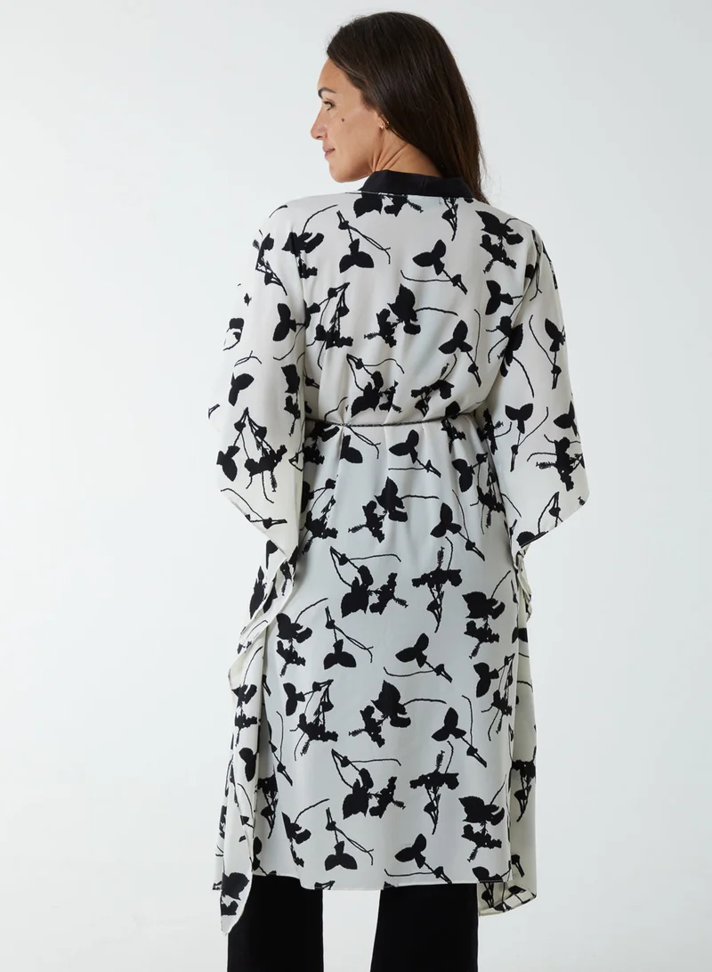 بلو فانيلا كيمونو ميدي بأشرطة ساتان