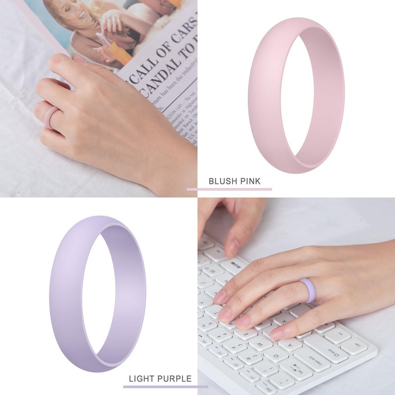 Egnaro Women's Silicone Band Rings 5.5mm Width 3.5mm Thickness, Flexible Workout Rubber Wedding Sets Vaiours Sizes - Image 3