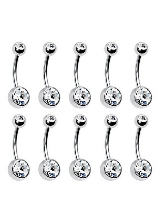 Coolrunner - 14G Belly Button Ring Body Jewelry Piercing 10 Pack, Silver Belly Button Ring, Stainless Steel Belly Button Ring For Women - Image 1