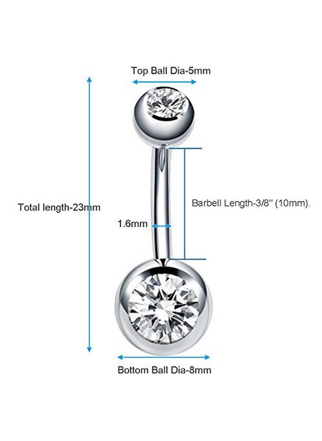 Coolrunner - 14G Belly Button Ring Body Jewelry Piercing 10 Pack, Silver Belly Button Ring, Stainless Steel Belly Button Ring For Women - Image 1