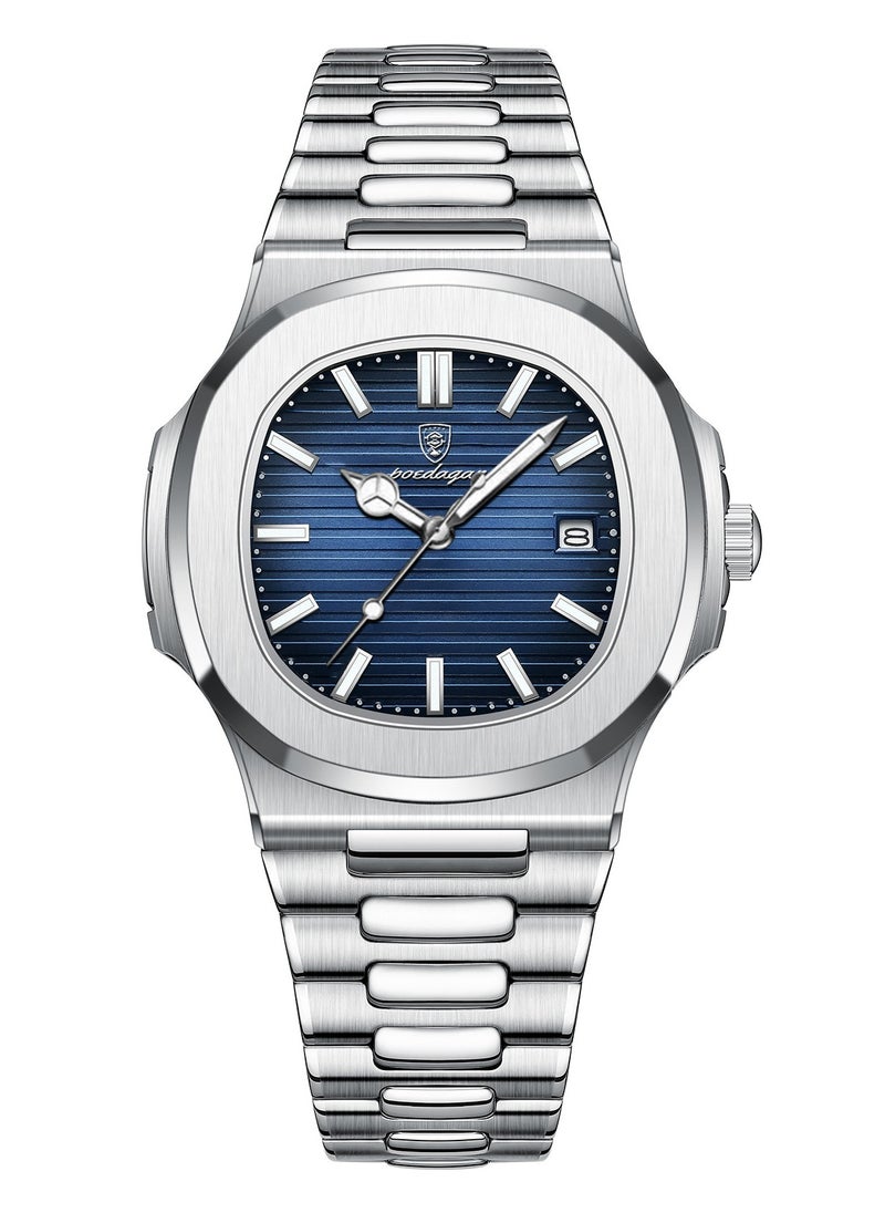 POEDAGAR - Watch for Men Stainless Steel Quartz Analog Water Resistant Watch 613SIBU - Image 1
