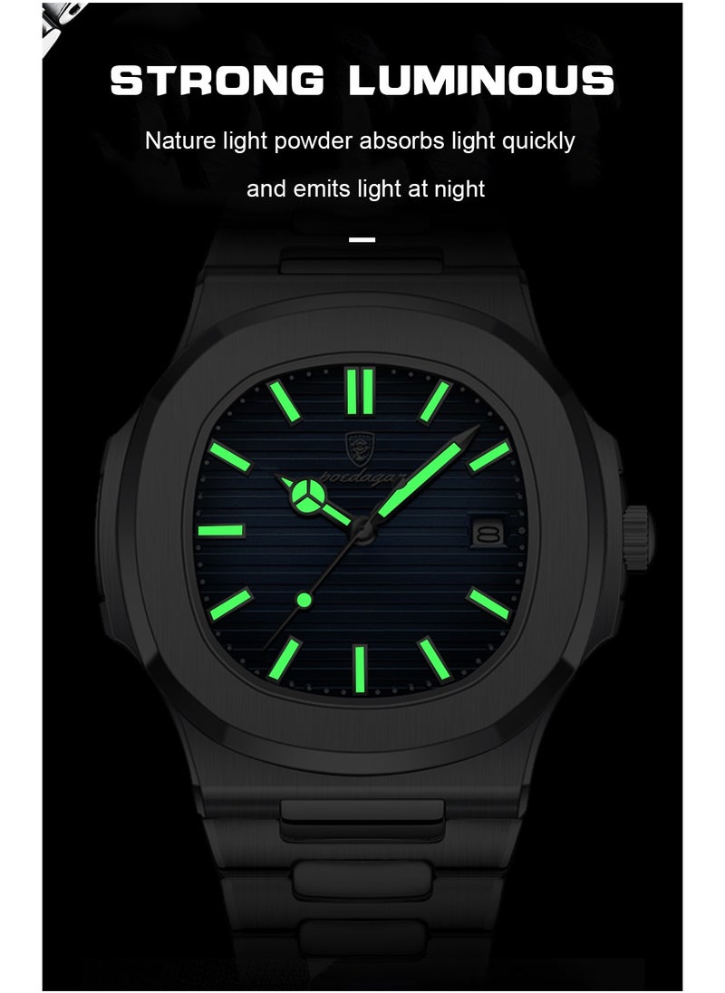 POEDAGAR - Watch for Men Stainless Steel Quartz Analog Water Resistant Watch 613SIBU - Image 1