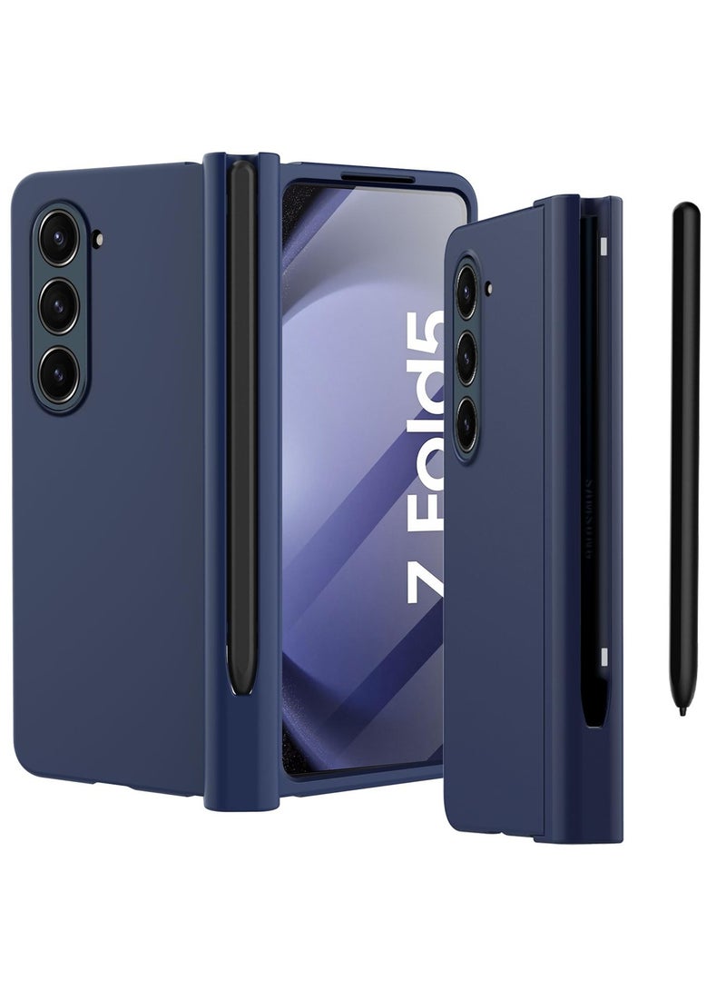 Samsung Galaxy Z Fold 5 Case with Built-in Screen Protector and Pen Holder, 360° Full Body Protection, Blue - Image 1