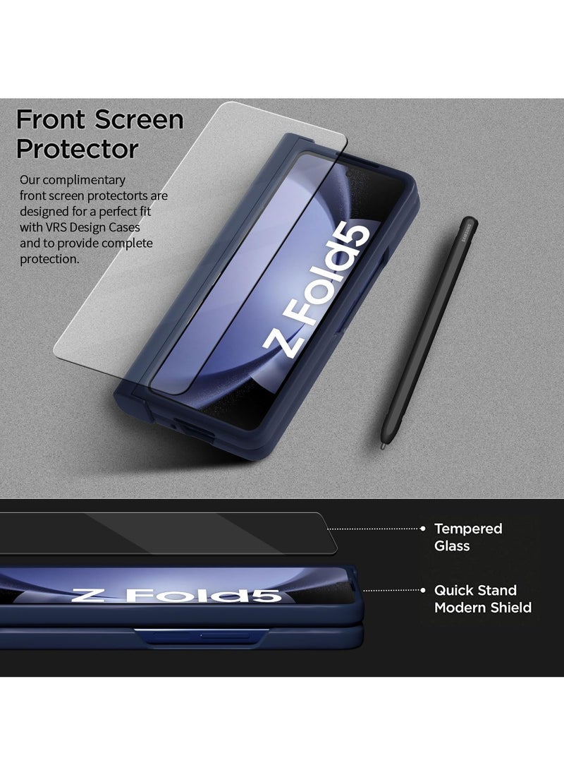 Samsung Galaxy Z Fold 5 Case with Built-in Screen Protector and Pen Holder, 360° Full Body Protection, Blue - Image 4