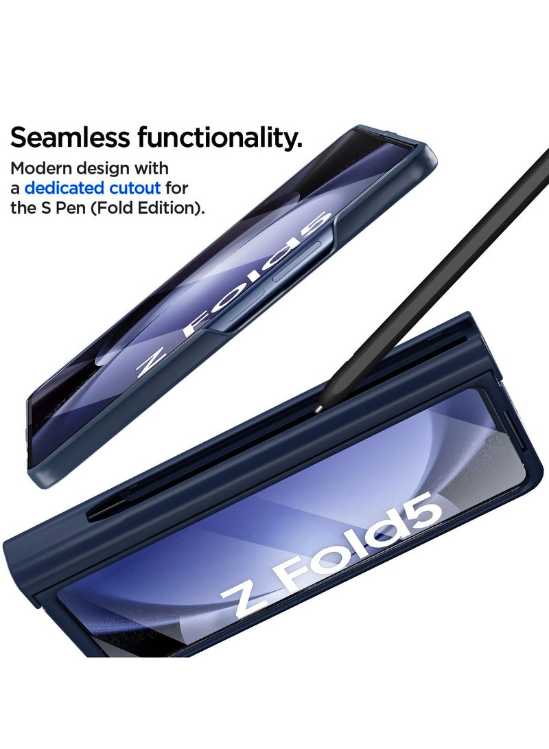 Samsung Galaxy Z Fold 5 Case with Built-in Screen Protector and Pen Holder, 360° Full Body Protection, Blue - Image 2