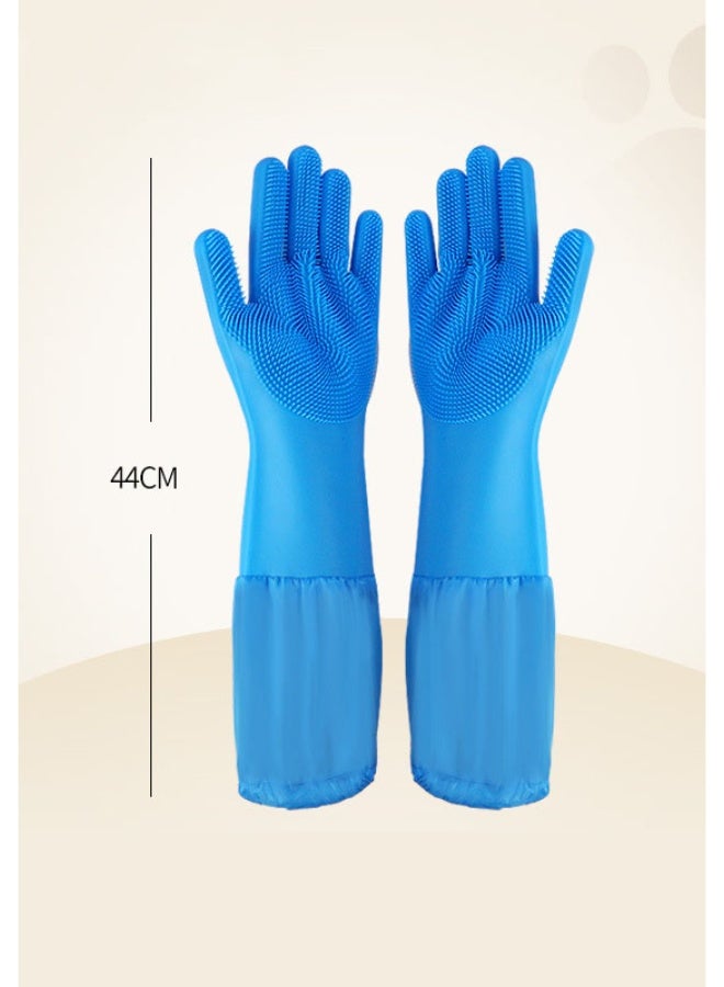 general Lengthen Pet Grooming Gloves, Silicone Heat Resistant Washing Gloves long for dog, Cat Reusable Rubber Bathing Cleaning Gloves High-Density Teeth, Kitchen for Dishes, Massage, Fur removal, Hair, - Image 2