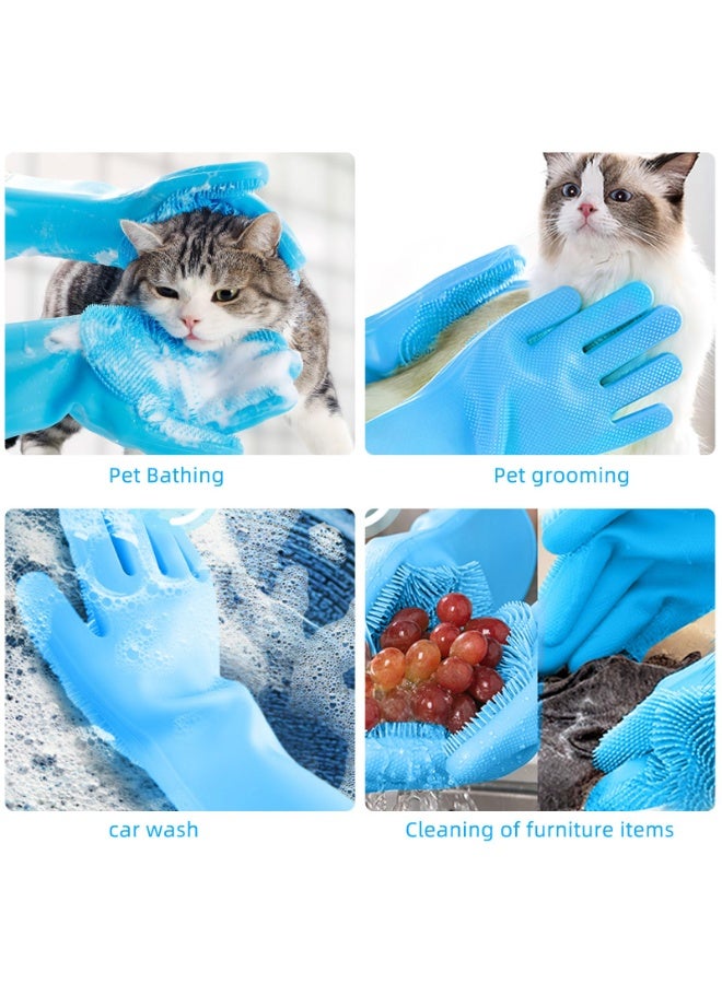 general Lengthen Pet Grooming Gloves, Silicone Heat Resistant Washing Gloves long for dog, Cat Reusable Rubber Bathing Cleaning Gloves High-Density Teeth, Kitchen for Dishes, Massage, Fur removal, Hair, - Image 5