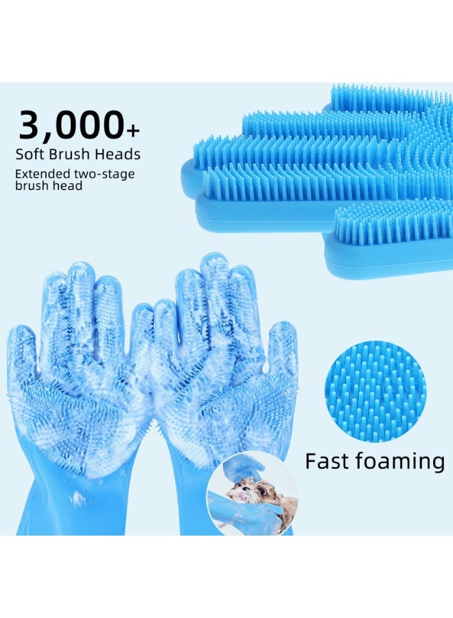 general Lengthen Pet Grooming Gloves, Silicone Heat Resistant Washing Gloves long for dog, Cat Reusable Rubber Bathing Cleaning Gloves High-Density Teeth, Kitchen for Dishes, Massage, Fur removal, Hair, - Image 3