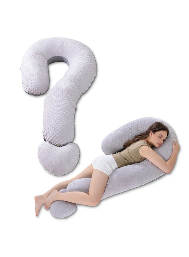 Meiz Question Mark Body Pillow for Adults & Couples, Dual-Sided Velvet Long Bolster Pillow with Detachable Heart Cushion for Hugging, Full Body Support Pillow for Side Sleepers & Back Support - Image 1