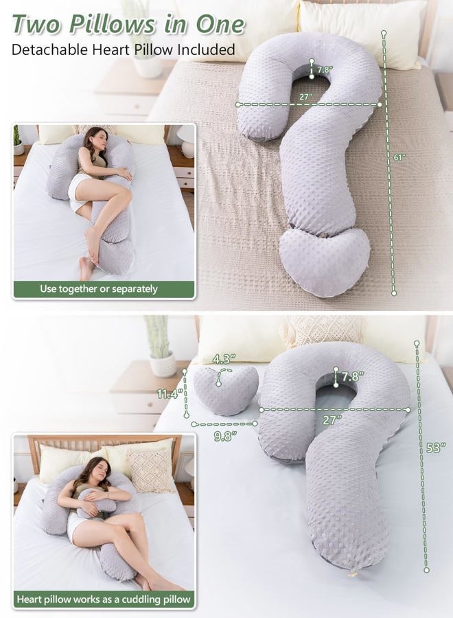 Meiz Question Mark Body Pillow for Adults & Couples, Dual-Sided Velvet Long Bolster Pillow with Detachable Heart Cushion for Hugging, Full Body Support Pillow for Side Sleepers & Back Support - Image 5
