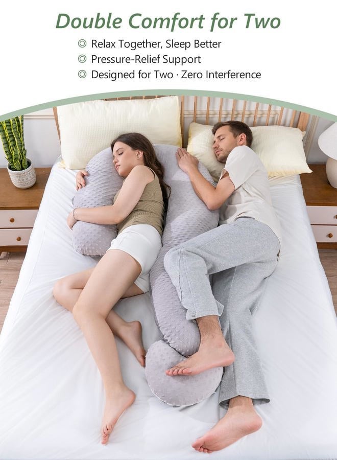 Meiz Question Mark Body Pillow for Adults & Couples, Dual-Sided Velvet Long Bolster Pillow with Detachable Heart Cushion for Hugging, Full Body Support Pillow for Side Sleepers & Back Support - Image 3