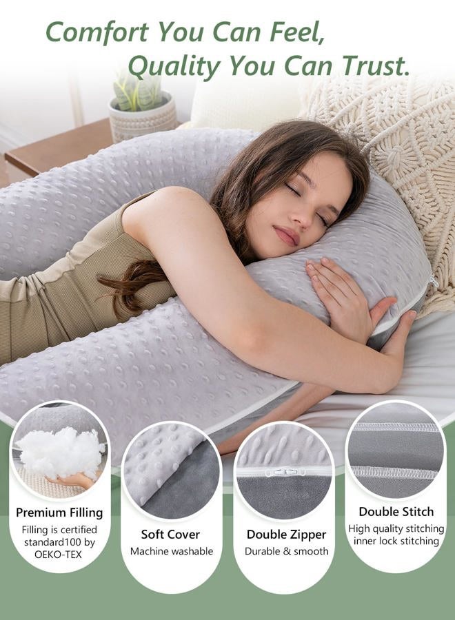 Meiz Question Mark Body Pillow for Adults & Couples, Dual-Sided Velvet Long Bolster Pillow with Detachable Heart Cushion for Hugging, Full Body Support Pillow for Side Sleepers & Back Support - Image 4