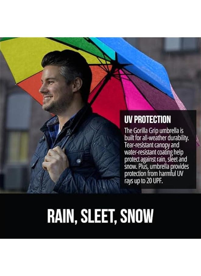 Arabest - Compact Windproof Stick Umbrella, Easy One-Click Automatic Open/Close, Durable Fiberglass Ribs, Portable Lightweight Travel Umbrella - Image 1