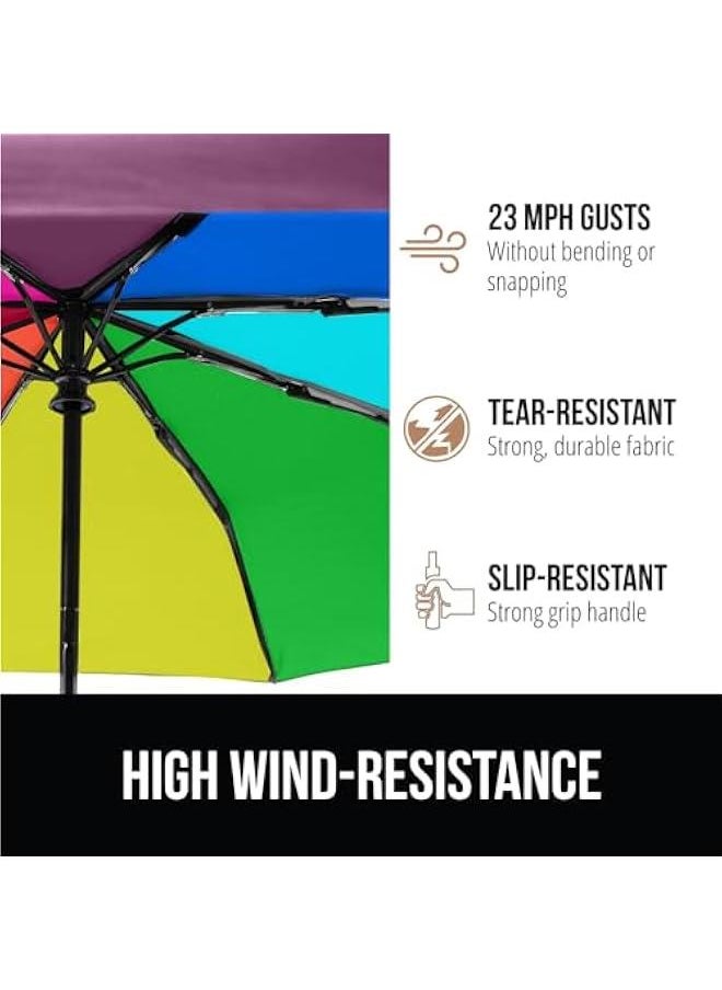 Arabest - Compact Windproof Stick Umbrella, Easy One-Click Automatic Open/Close, Durable Fiberglass Ribs, Portable Lightweight Travel Umbrella - Image 1