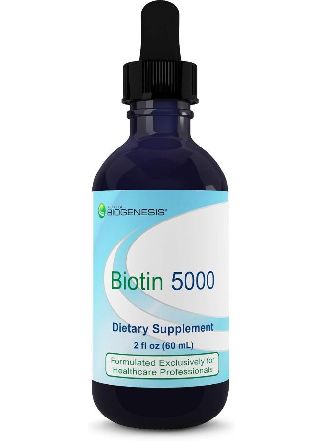 Nutra BioGenesis Biotin 5000 - Liquid Vitamin B Biotin Drops for Skin, Hair, Adrenal & Immune Health- 2 Oz - Image 1