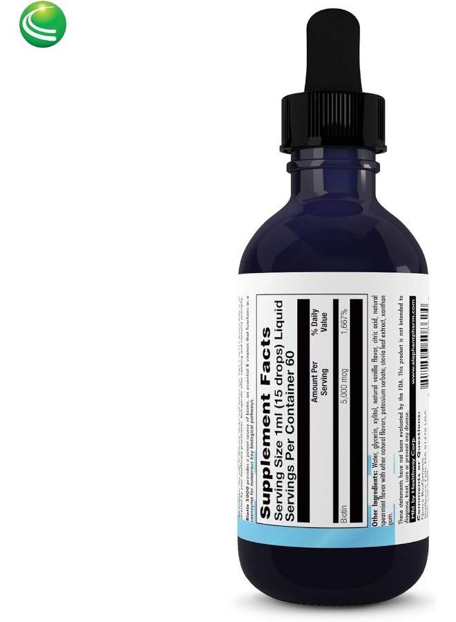 Nutra BioGenesis Biotin 5000 - Liquid Vitamin B Biotin Drops for Skin, Hair, Adrenal & Immune Health- 2 Oz - Image 2