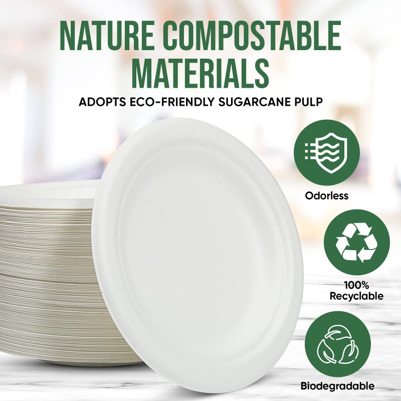 TaidMiao Dessert Plates, 100 Pack Small Paper Plates, Paper Plates 6 Inch â€“ 100% Compostable Plates, Water & Oil Proof Disposable Plates, Microwavable Perfect Paper Plate For Party - White - Image 5