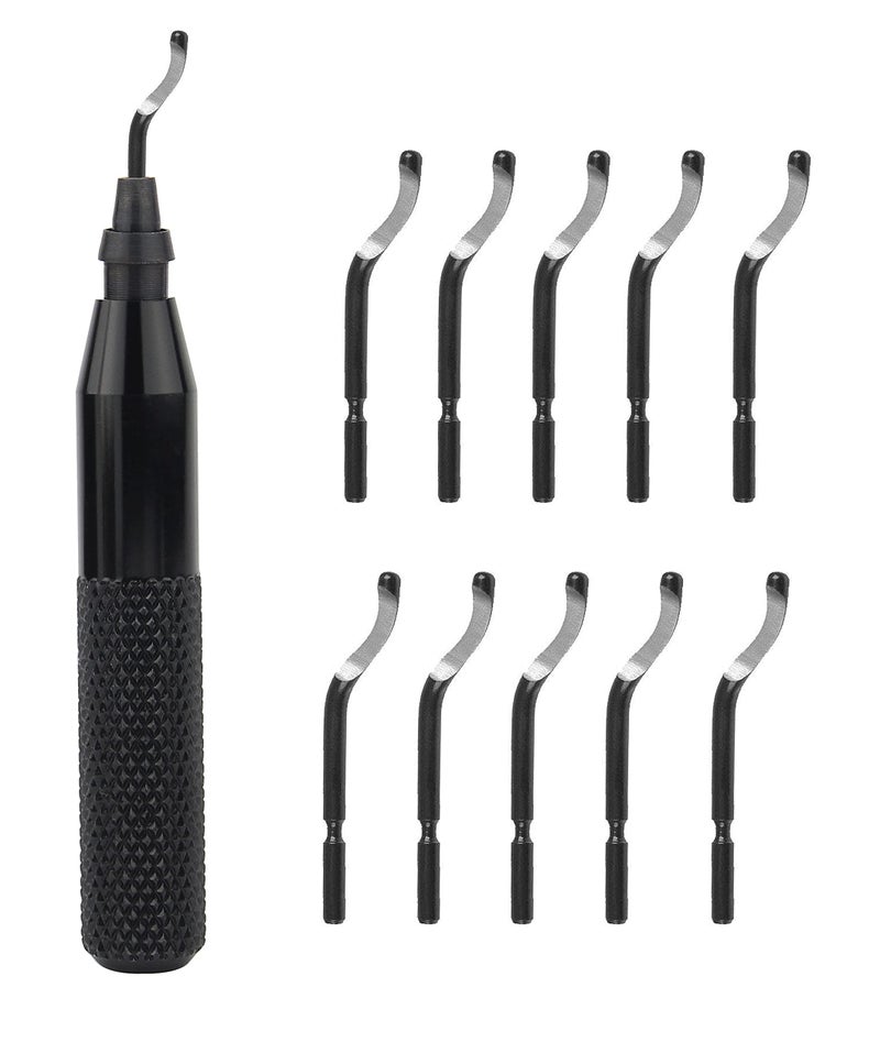 YXGOOD Hand Deburring Tool Kit Set- Practical for Cutting Deburrs Wood, Plastic, Aluminum, Copper and Steel (Black, 10pcs) - Image 1