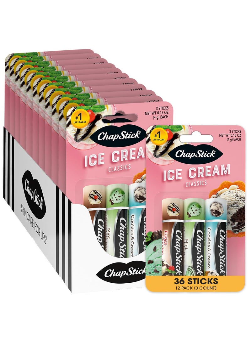 chapstick - ChapStick Lip Moisturizer Ice Cream 3Packs 12 Sets36 Tubes  Bulk Lip Balm Irresistible  Sweet 015 Oz Ea - Image 1