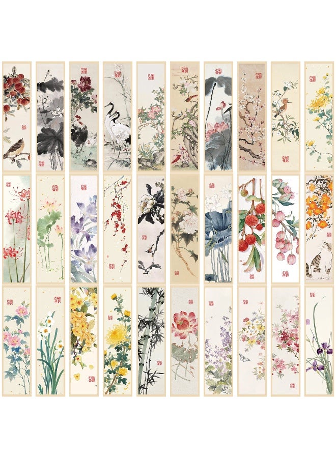 30 قطعة من علامات الكتب للرسم الصيني، علامات كتب للرسم بالحبر الصيني، علامات كتب فنية، علامات كتب ورقية، علامات دفتر ملاحظات، قرطاسية للطلاب - Image 1