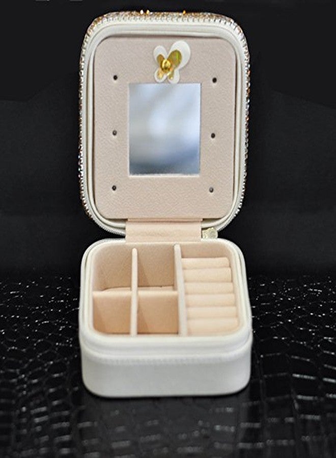 Bestbling Luxury Rhinestone Jewelry Holder Pouch, Travel Portable PU leather Organizer Case w Compartments for Jewelry,Hair Pins (Silver) - Image 5