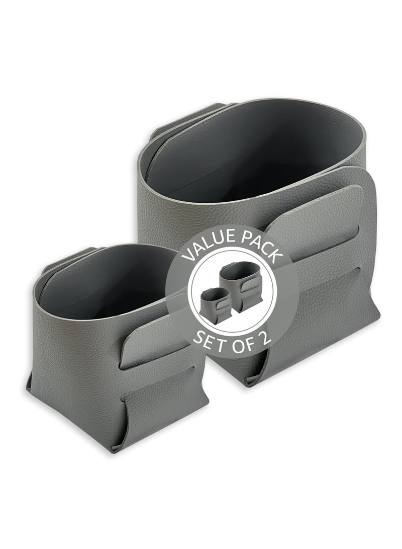 LeArt Leather Storage Basket – Bedside, Nightstand, Office Desk Organizer | Pantry Storage Organizer | Stationery Organizer | Storage Bin for Home (Grey | Deal Pack) - Image 1