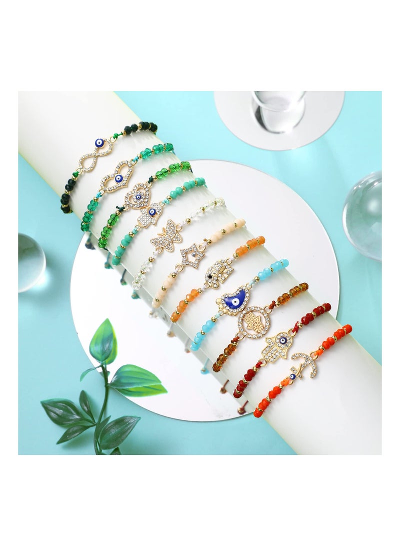 KASTWAVE 24 Pieces Evil Eye Bracelets Colorful Evil Eye Beaded Bracelets Mexican Boho Handmad Bracelets Adjustable Good Luck Amulet Bangle for Women - Image 4
